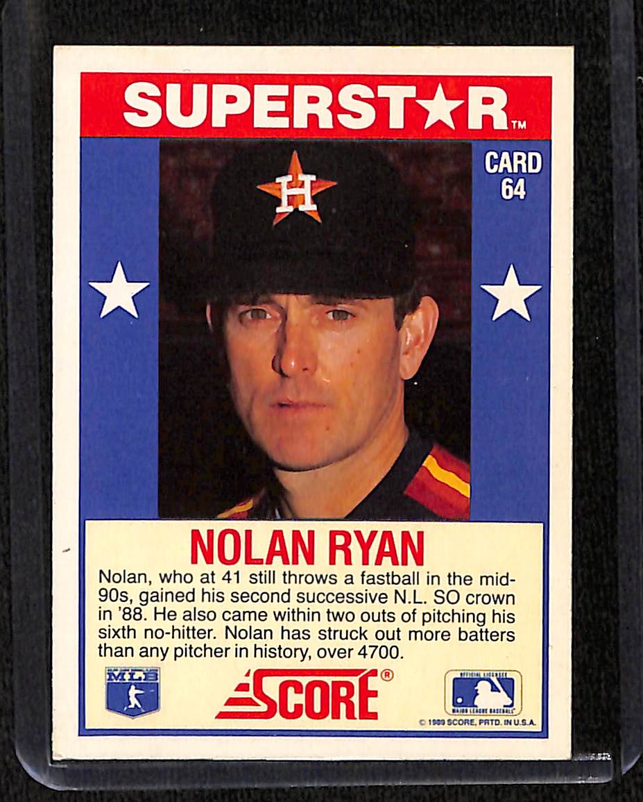 FIINR Baseball Card 1989 Score Nolan Ryan Astros Vintage Baseball Card #64 - Mint Condition