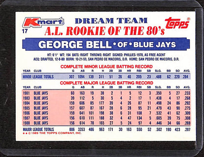 FIINR Baseball Card 1989 Topps Dream Team George Bell MLB Vintage Baseball Player Card #17 - Mint Condition