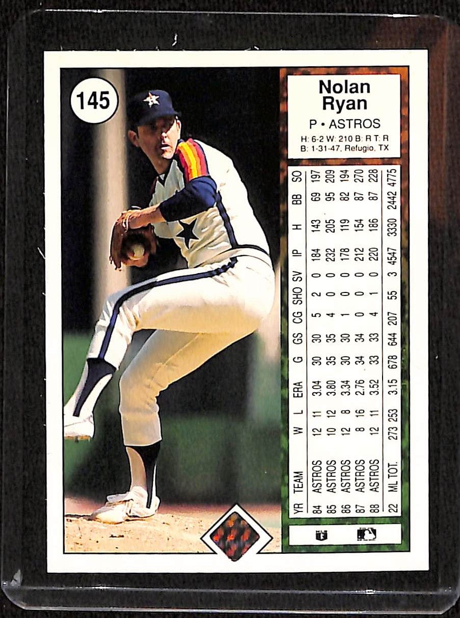FIINR Baseball Card 1989 Upper Deck Nolan Ryan Rangers Baseball Card #145 - Mint Condition