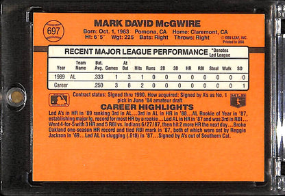 FIINR Baseball Card 1990 Donruss All Star Mark McGwire Error Baseball Card #697 - Error Card - Mint Condition