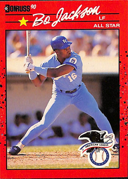 FIINR Baseball Card 1990 Donruss Bo Jackson All-Star Baseball Card Royals #61 - Error Card - Mint Condition
