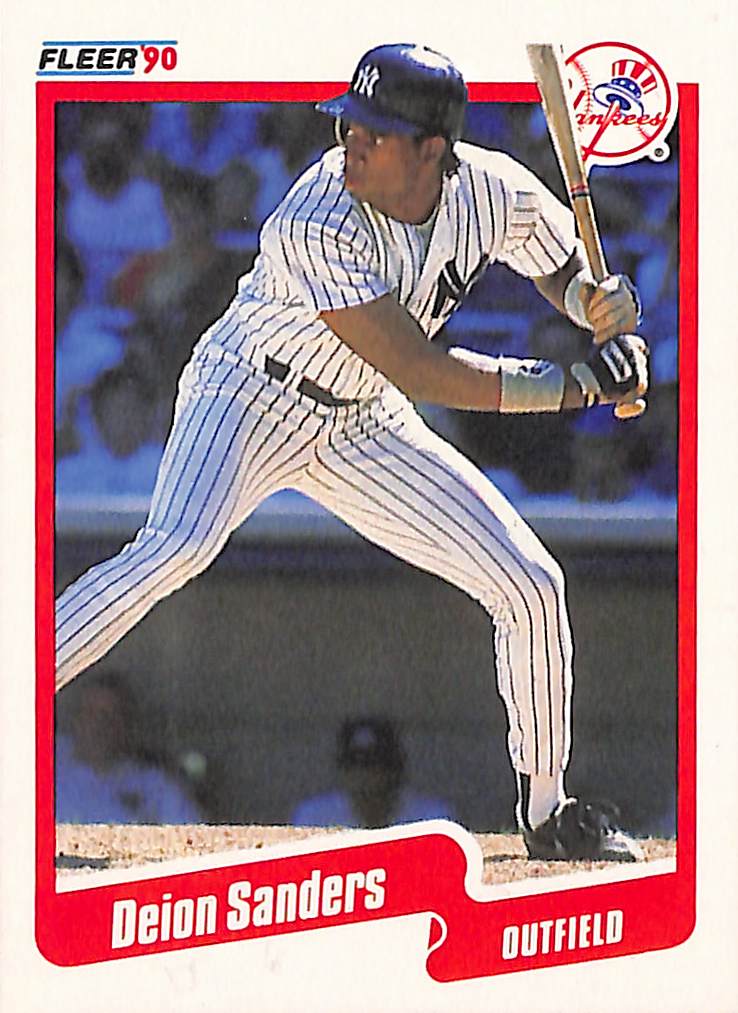 FIINR Baseball Card 1990 Donruss Deion Sanders Baseball Error Card #454 - Error Card - Mint Condition