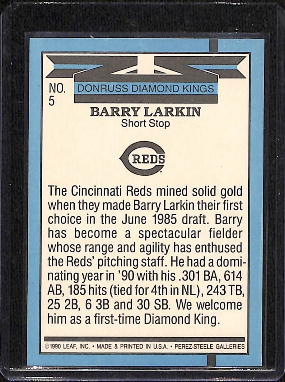 FIINR Baseball Card 1990 Donruss Diamond Kings Barry Larkin MLB Baseball Card #5 - Mint Condition