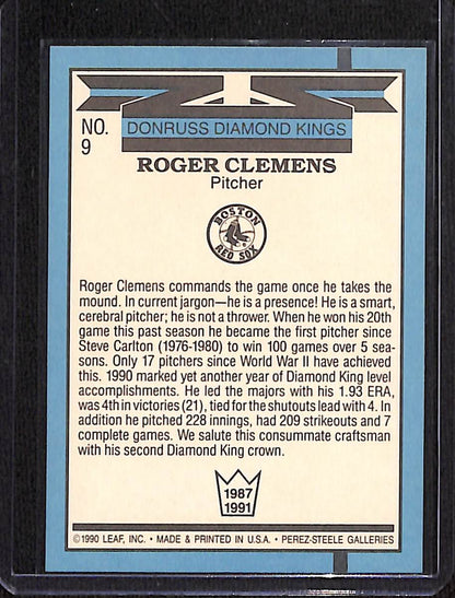 FIINR Baseball Card 1990 Donruss Diamond Kings Roger Clemens Baseball Card #9 - Mint Condition