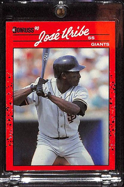 FIINR Baseball Card 1990 Donruss Jose Uribe Baseball Double Error Card #335 - Error Card - Mint Condition