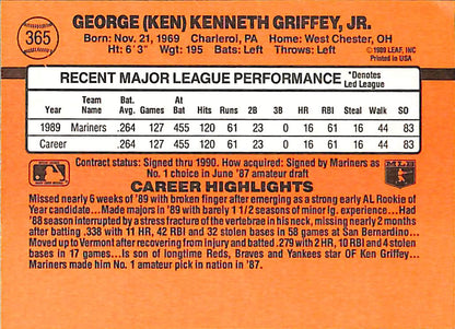 FIINR Baseball Card 1990 Donruss Ken Griffey Jr. Baseball Error Card #61 - Error Card - Mint Condition