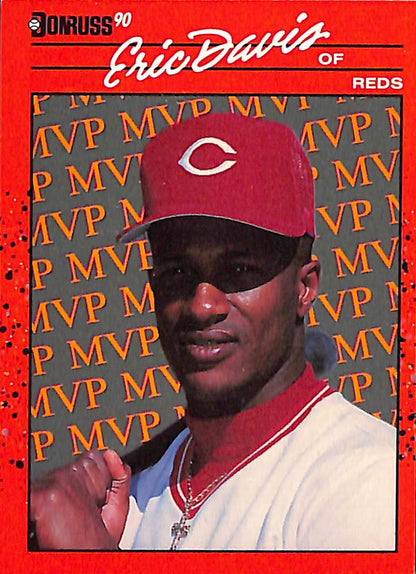 FIINR Baseball Card 1990 Donruss MVP Eric Davis Baseball Player Card #BC-23 - Mint Condition