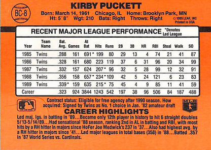 FIINR Baseball Card 1990 Donruss MVP Kirby Puckett MLB Baseball Player Error Card #BC-8 - Error Card - Mint Condition