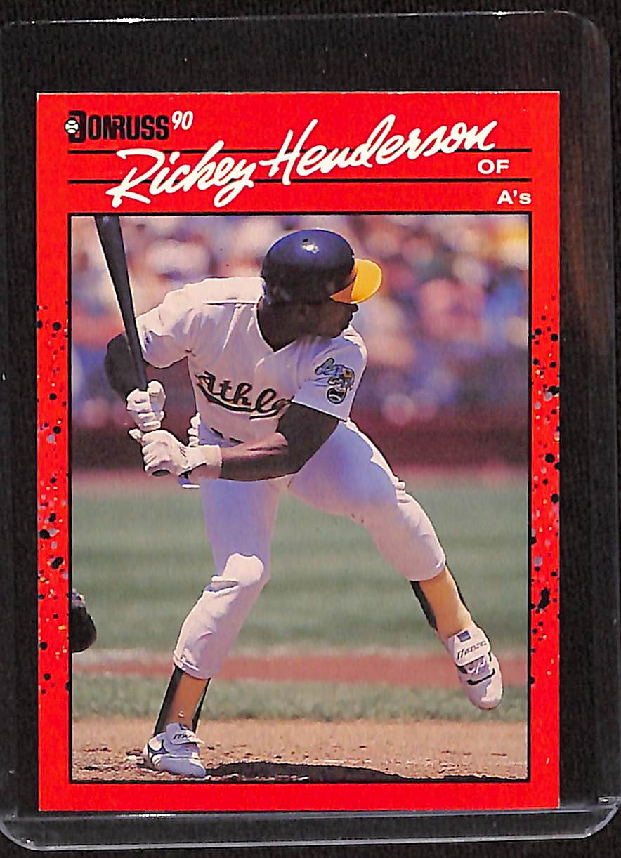 FIINR Baseball Card 1990 Donruss Ricky Henderson Error Baseball Card - Error Card - Mint Condition