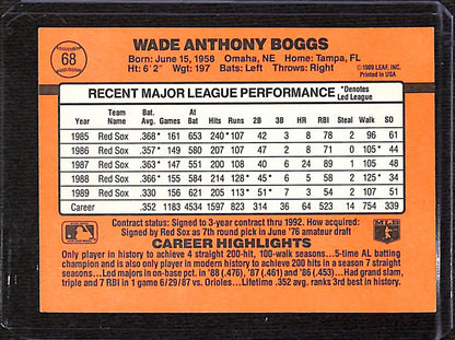 FIINR Baseball Card 1990 Donruss Wade Boggs MLB Baseball Card #68 - Mint Condition