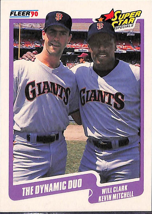 FIINR Baseball Card 1990 Fleer Dynamic Duo Will Clark and Kevin Mitchell MLB Baseball Player Card #637- Mint Condition