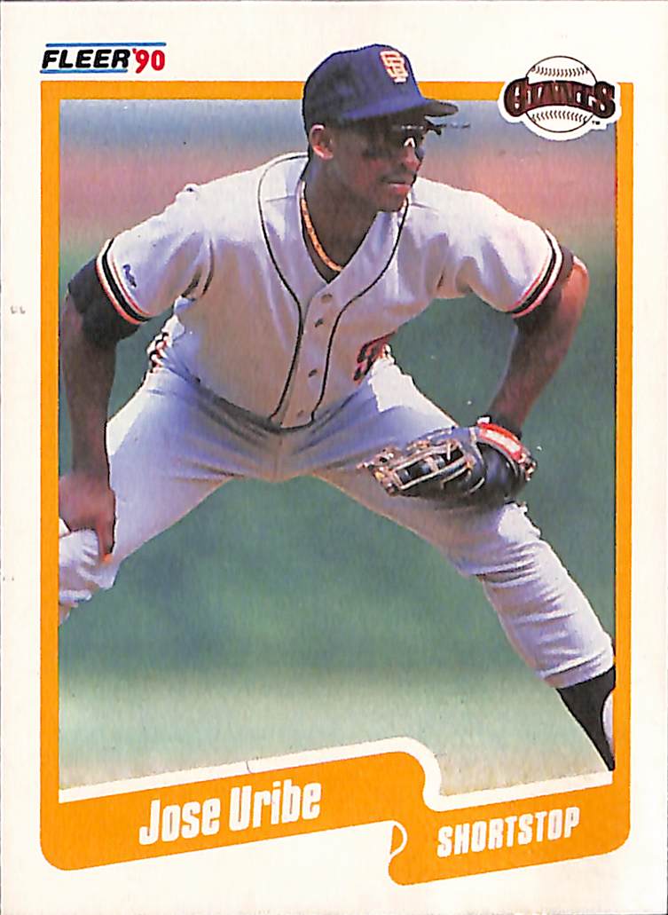 FIINR Baseball Card 1990 Fleer Jose Uribe Error Baseball Player Card #74 - Error Card - Mint Condition