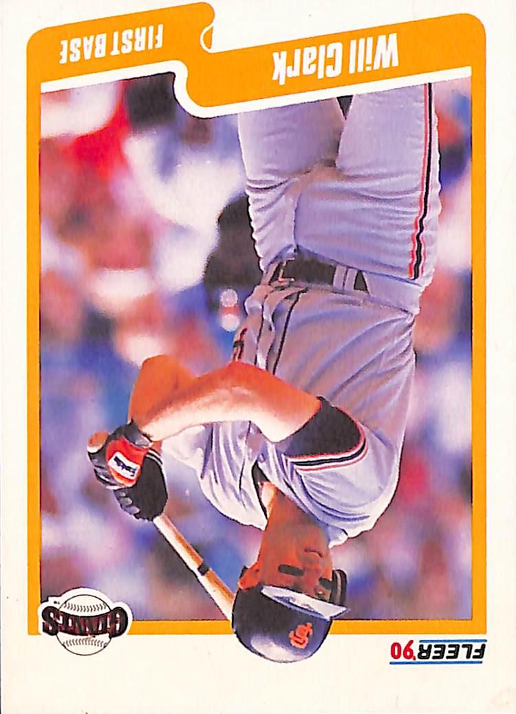 FIINR Baseball Card 1990 Fleer Will Clark MLB Baseball Player Error Card #54 - Error Card - Mint Condition