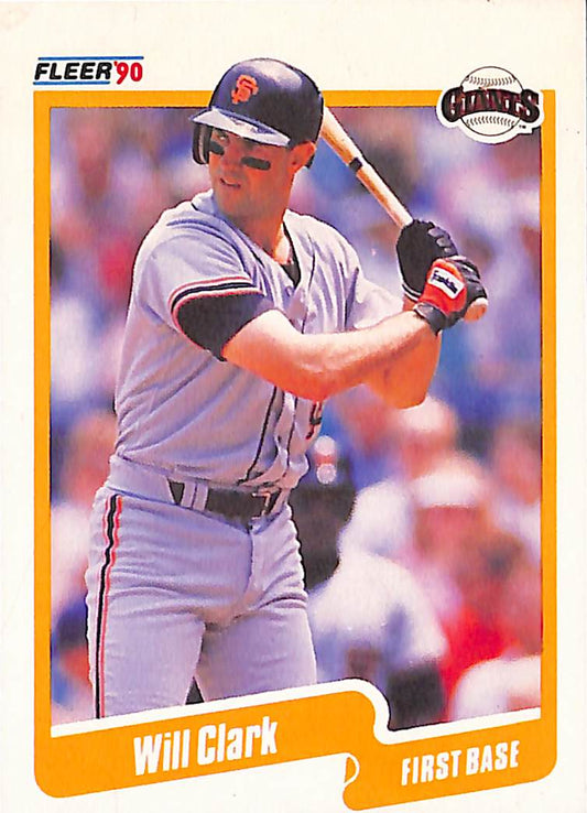 FIINR Baseball Card 1990 Fleer Will Clark MLB Baseball Player Error Card #54 - Error Card - Mint Condition