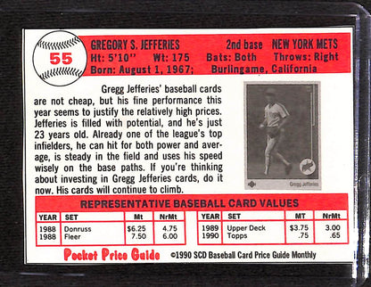 FIINR Baseball Card 1990 Pocket Price Guide Gregg Jefferies MLB Baseball Card #55 - Mint Condition