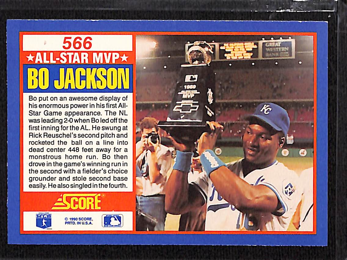FIINR Baseball Card 1990 Score Bo Jackson Baseball MLB Card Royals #566 - Mint Condition