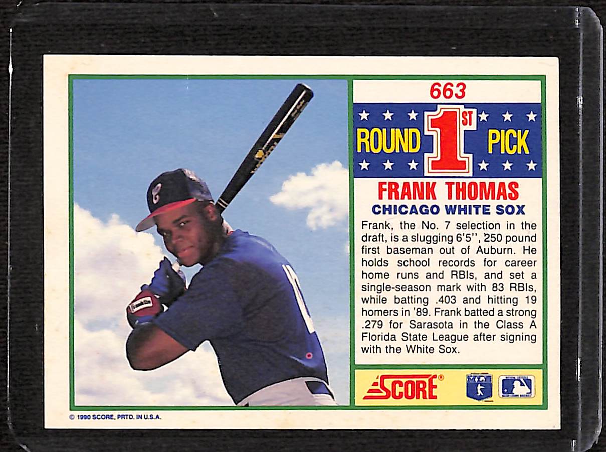 FIINR Baseball Card 1990 Score Frank Thomas Rookie MLB Baseball Card #663 - Rookie Card - Mint Condition