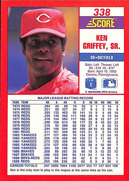 FIINR Baseball Card 1990 Score Ken Griffey Sr. Baseball Card #338 - Mint Condition