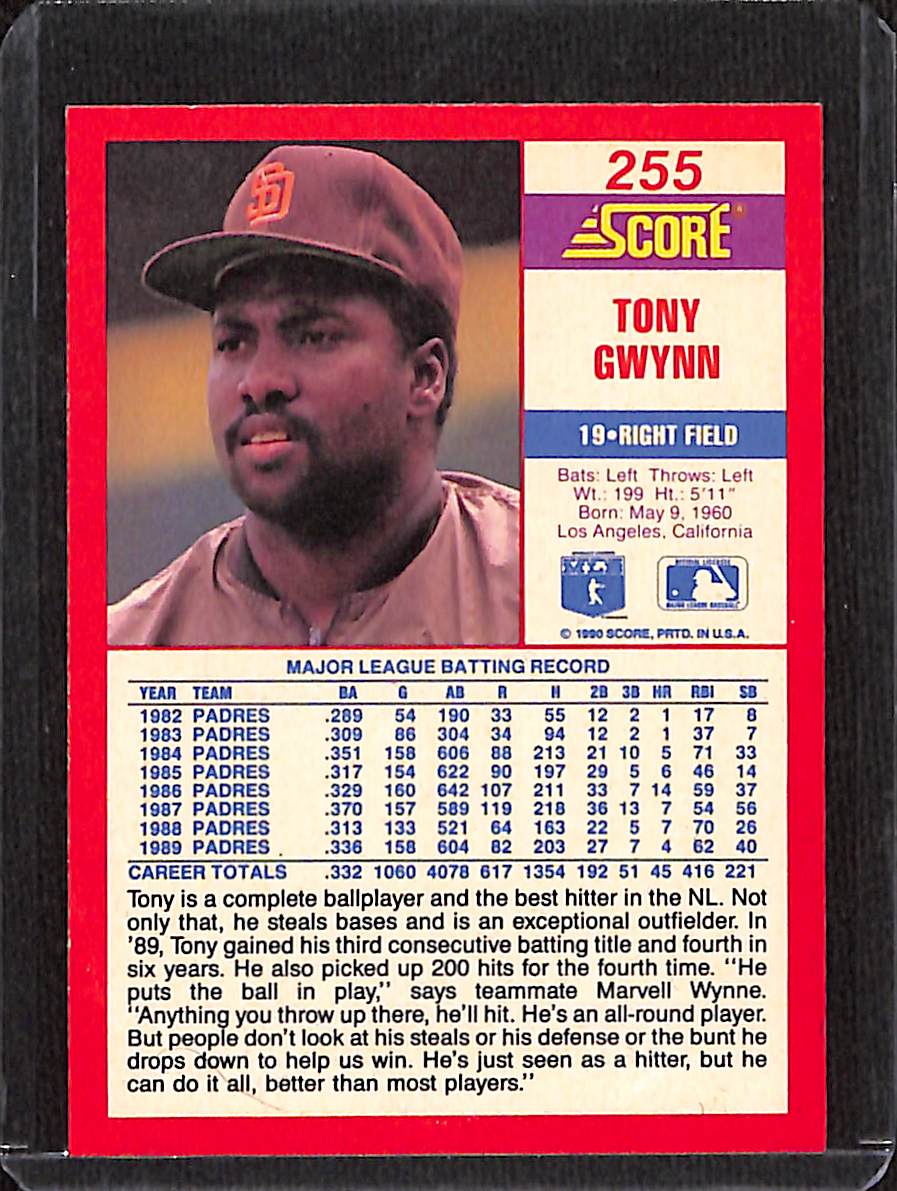 FIINR Baseball Card 1990 Score Tony Gwynn Baseball Card #385 - Mint Condition