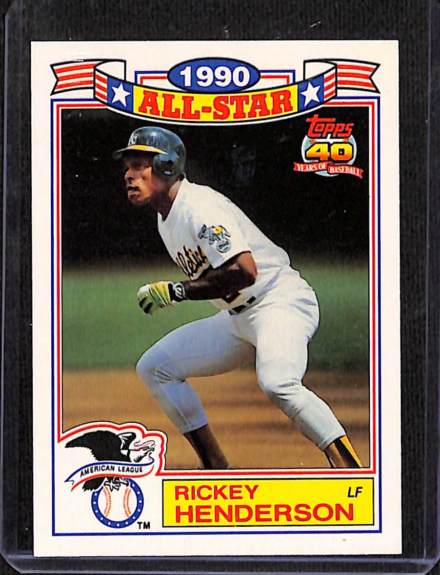 FIINR Baseball Card 1990 Topps 40 All-Star Rickey Henderson Baseball Card #6 - Mint Condition