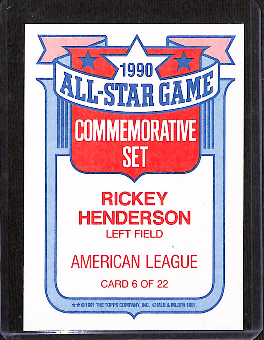 FIINR Baseball Card 1990 Topps 40 All-Star Rickey Henderson Baseball Card #6 - Mint Condition