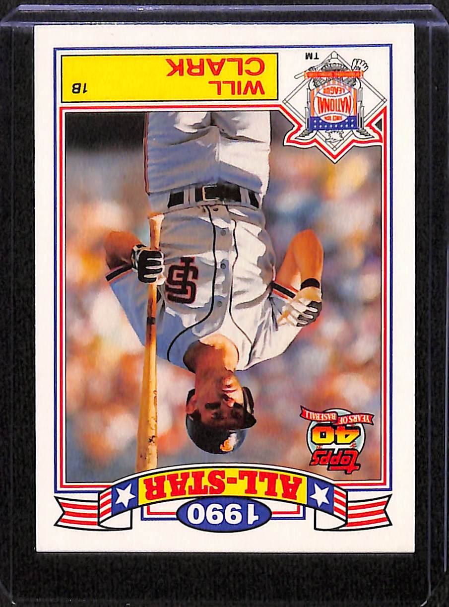 FIINR Baseball Card 1990 Topps 40 All-Star Will Clark MLB Baseball Player Card #13 - Mint Condition