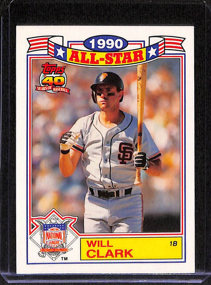 FIINR Baseball Card 1990 Topps 40 All-Star Will Clark MLB Baseball Player Card #13 - Mint Condition