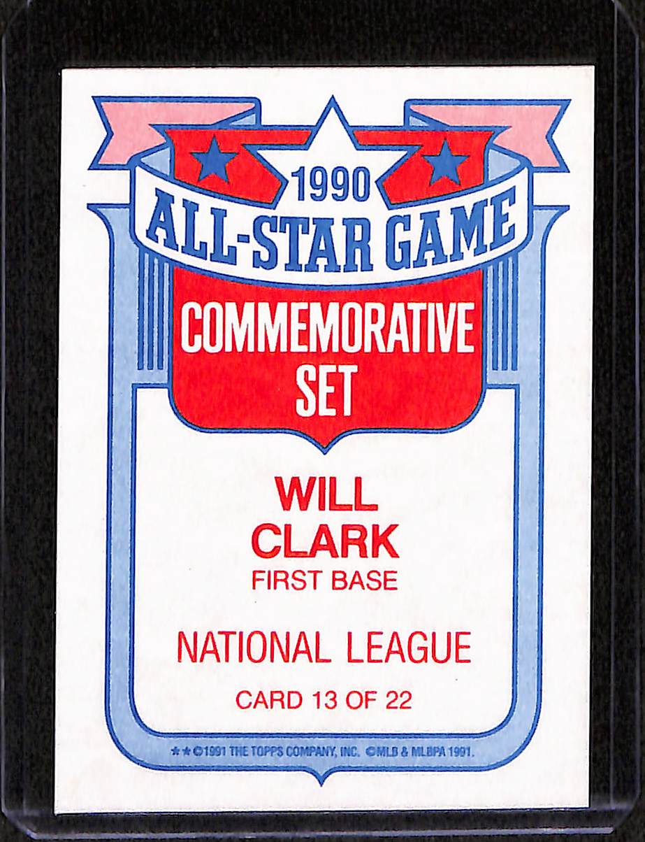 FIINR Baseball Card 1990 Topps 40 All-Star Will Clark MLB Baseball Player Card #13 - Mint Condition