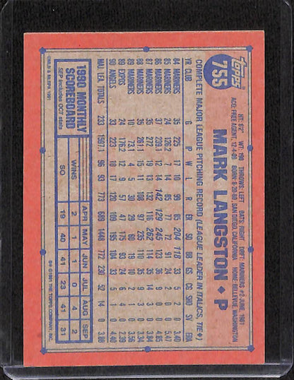 FIINR Baseball Card 1990 Topps 40 Years Mark Langston MLB Baseball Card #755 - Mint Condition