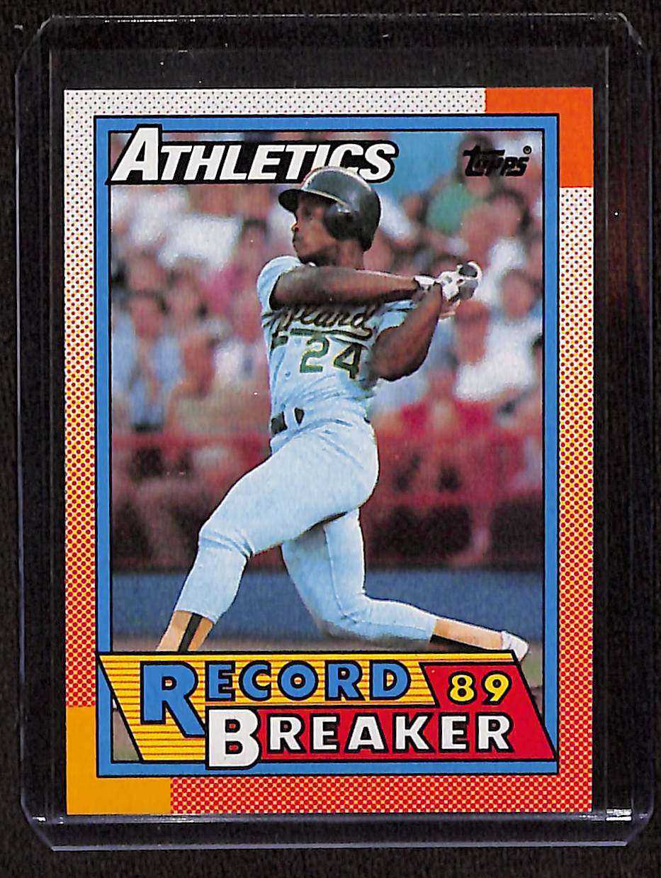 FIINR Baseball Card 1990 Topps "89 Record Breaker Rickey Henderson Baseball Card #7 - Mint Condition