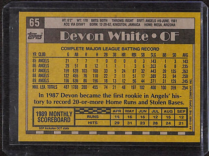 FIINR Baseball Card 1990 Topps Devon White Vintage MLB Baseball Card #65 - Mint Condition