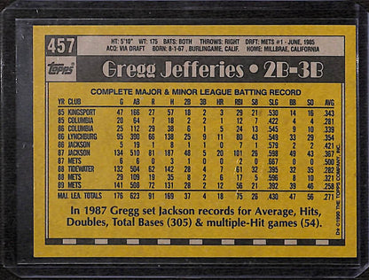 FIINR Baseball Card 1990 Topps Gregg Jeffries All Star Rookie MLB Baseball Card #457 - Mint Condition