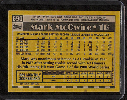 FIINR Baseball Card 1990 Topps Mark McGwire Baseball card #690 - Mint Condition