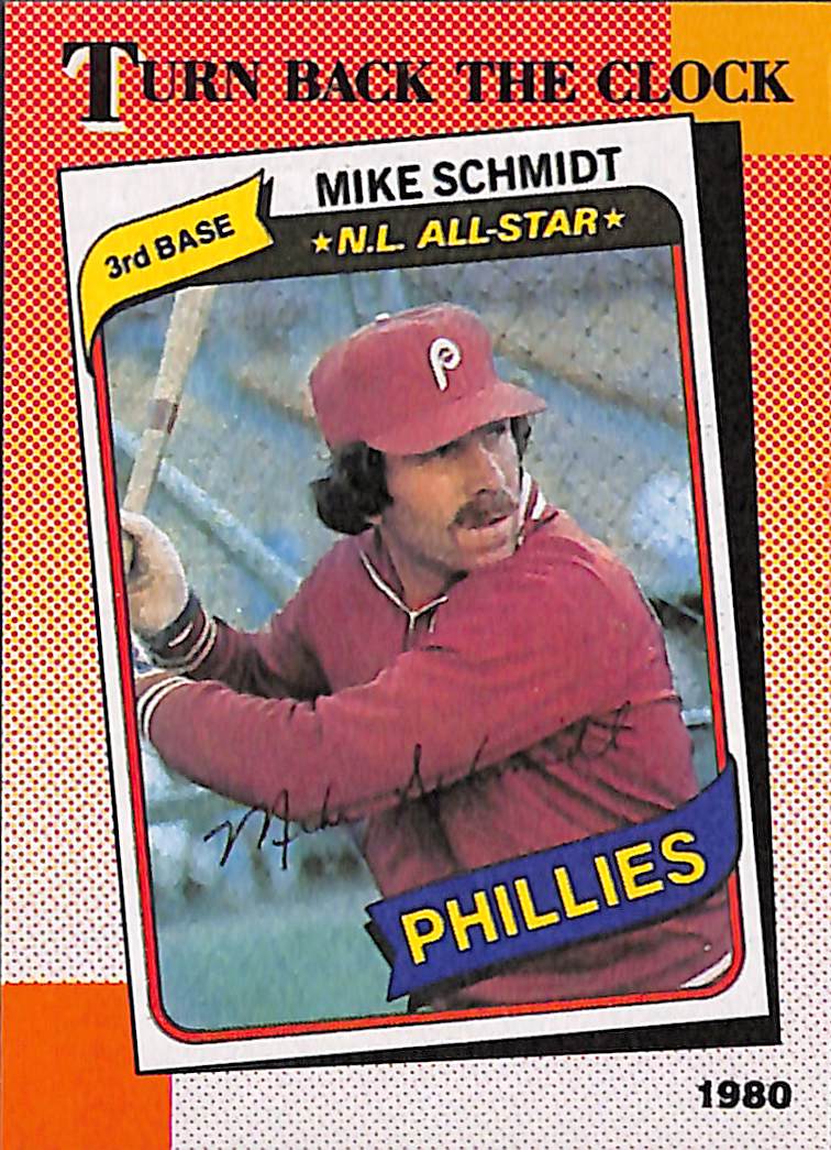 FIINR Baseball Card 1990 Topps Mike Schmidt Turn Back The Clock Vintage Baseball Card #662 - Mint Condition