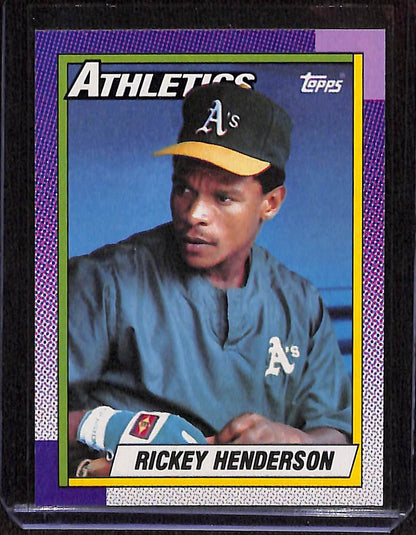 FIINR Baseball Card 1990 Topps Rickey Henderson Vintage Baseball Card #450 - Mint Condition