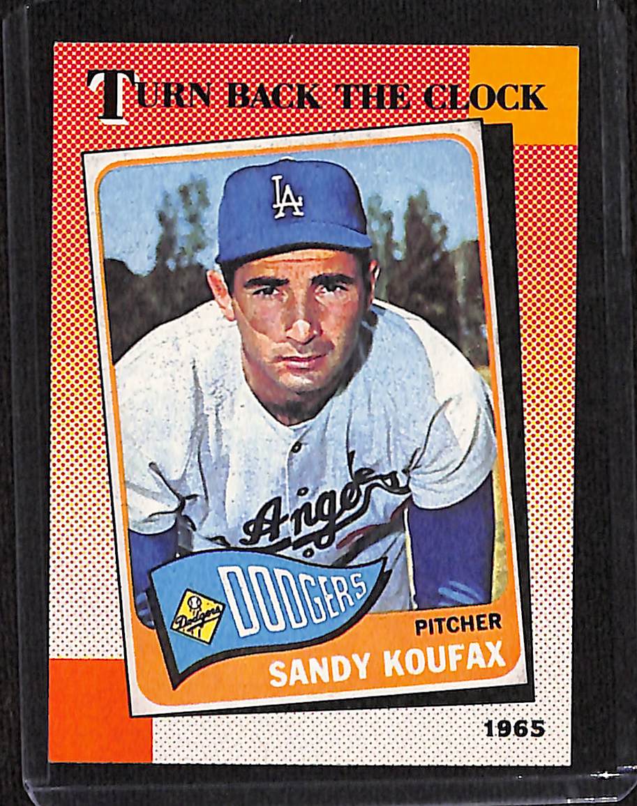 FIINR Baseball Card 1990 Topps Sandy Koufax Blue Turn Back The Clock Baseball Card #665 - Mint Condition