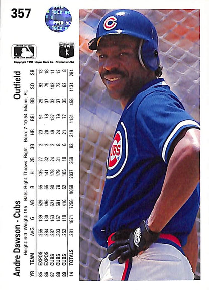 FIINR Baseball Card 1990 Upper Deck Andre Dawson Baseball Card #357 - Mint Condition
