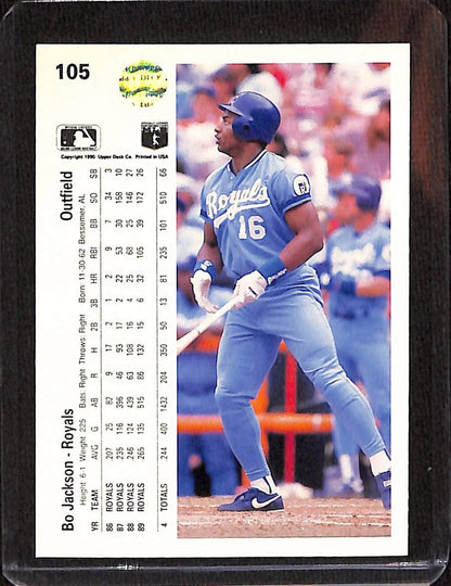 FIINR Baseball Card 1990 Upper Deck Bo Jackson Baseball Card Royals #105 - Mint Condition