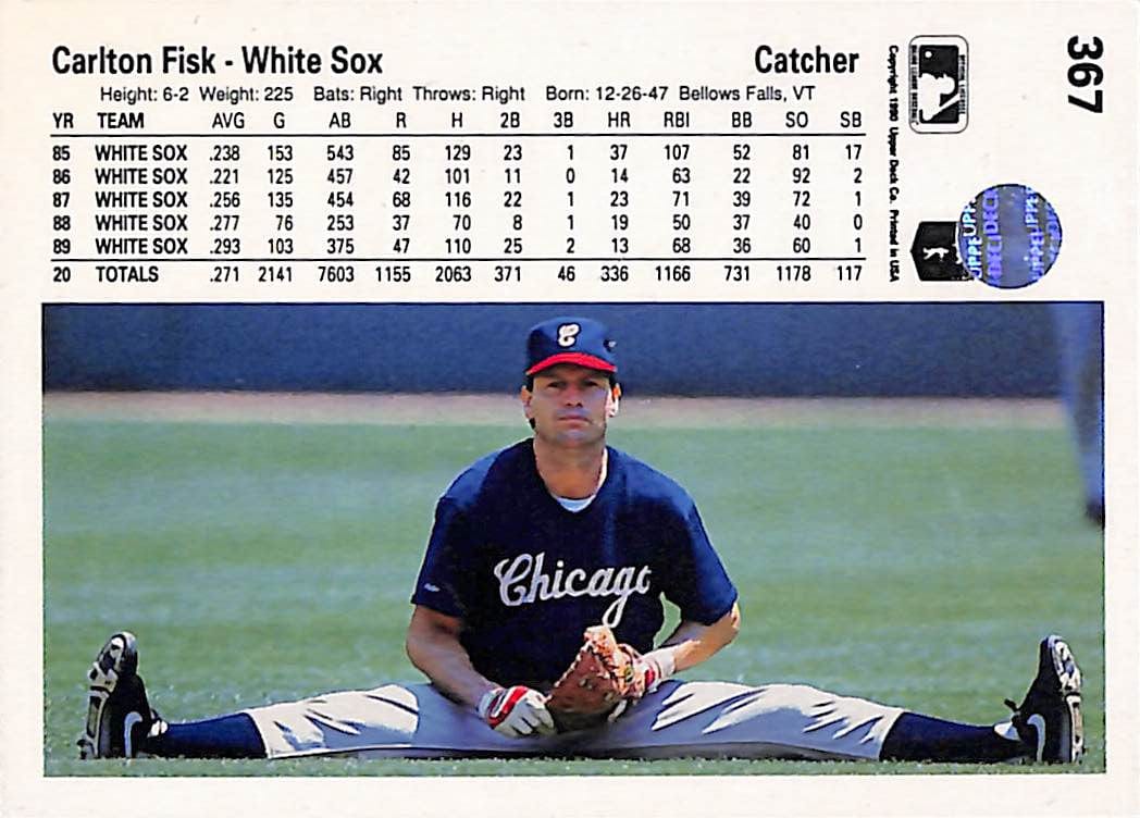 FIINR Baseball Card 1990 Upper Deck Carlton Fisk Vintage MLB Baseball Card #367 - Mint Condition