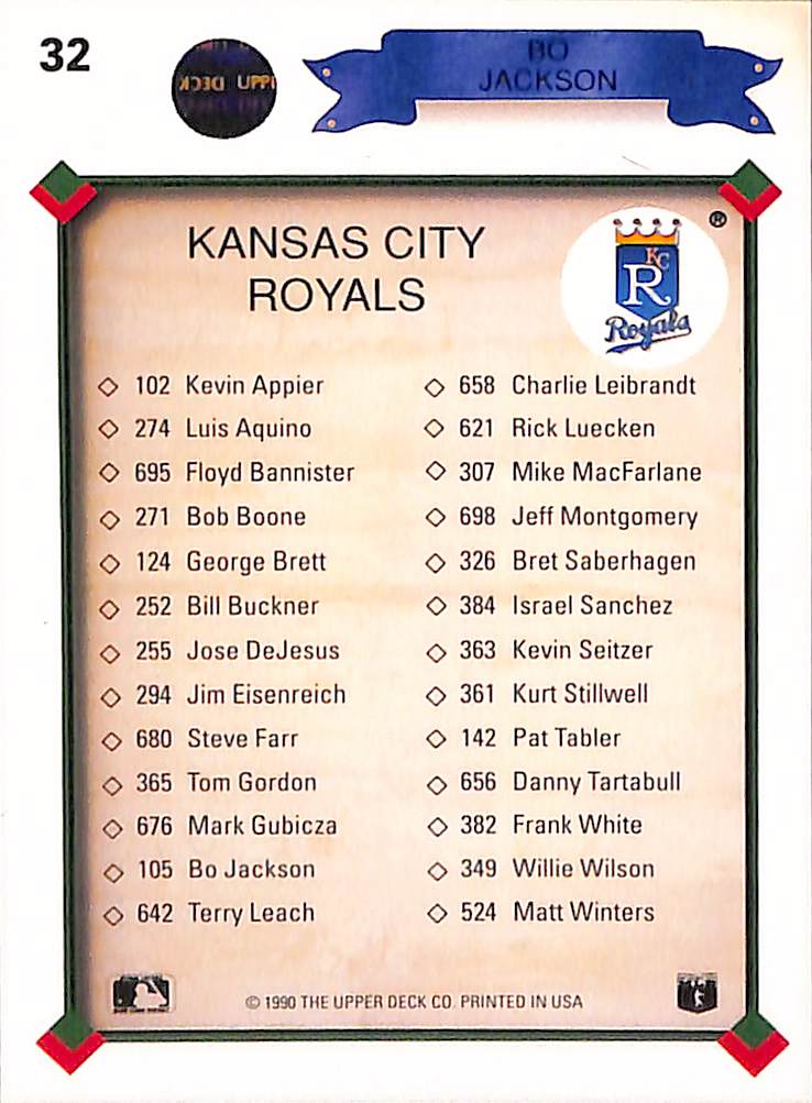 FIINR Baseball Card 1990 Upper Deck Classics Bo Jackson Royals Baseball Card #32 - Mint Condition