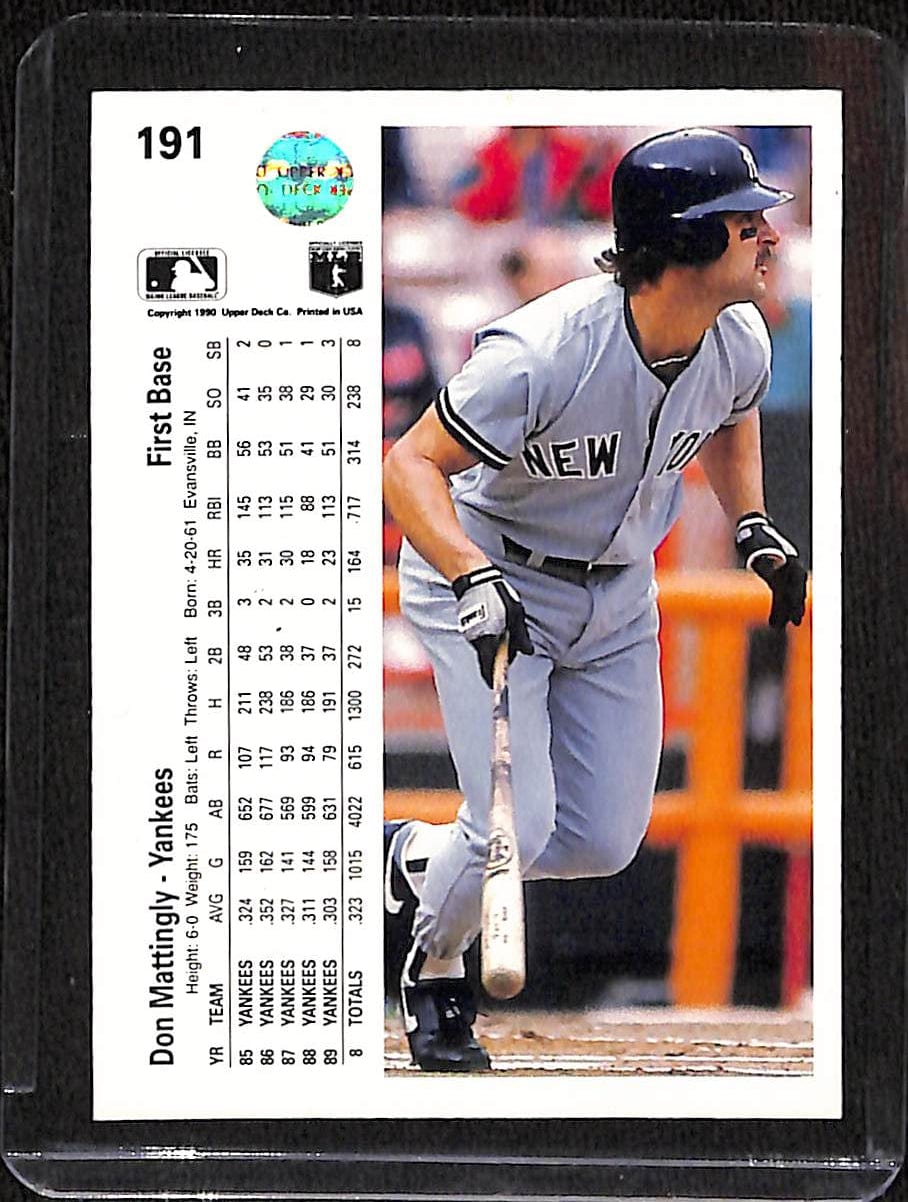 FIINR Baseball Card 1990 Upper Deck Don Mattingly Baseball Card #191 - Mint Condition