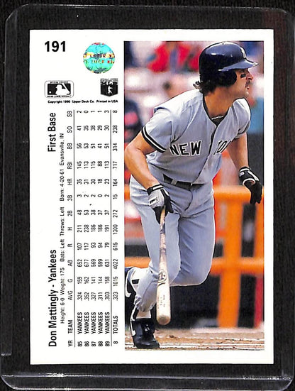 FIINR Baseball Card 1990 Upper Deck Don Mattingly Baseball Card #191 - Mint Condition