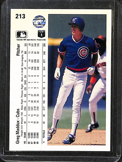 FIINR Baseball Card 1990 Upper Deck Greg Maddux MLB Baseball Card #213 - Mint Condition
