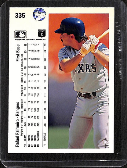 FIINR Baseball Card 1990 Upper Deck Rafael Palmeiro MLB Baseball Card #335 - Mint Condition