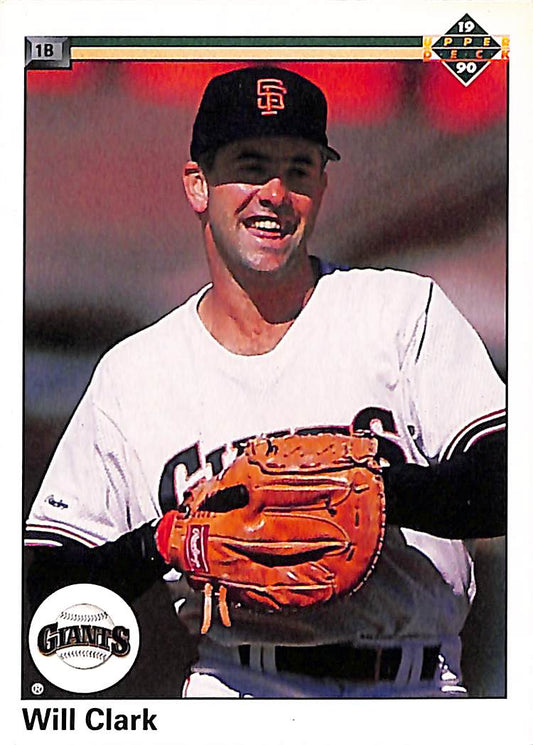 FIINR Baseball Card 1990 Upper Deck Will Clark Vintage MLB Baseball Player Card #556 - Mint Condition