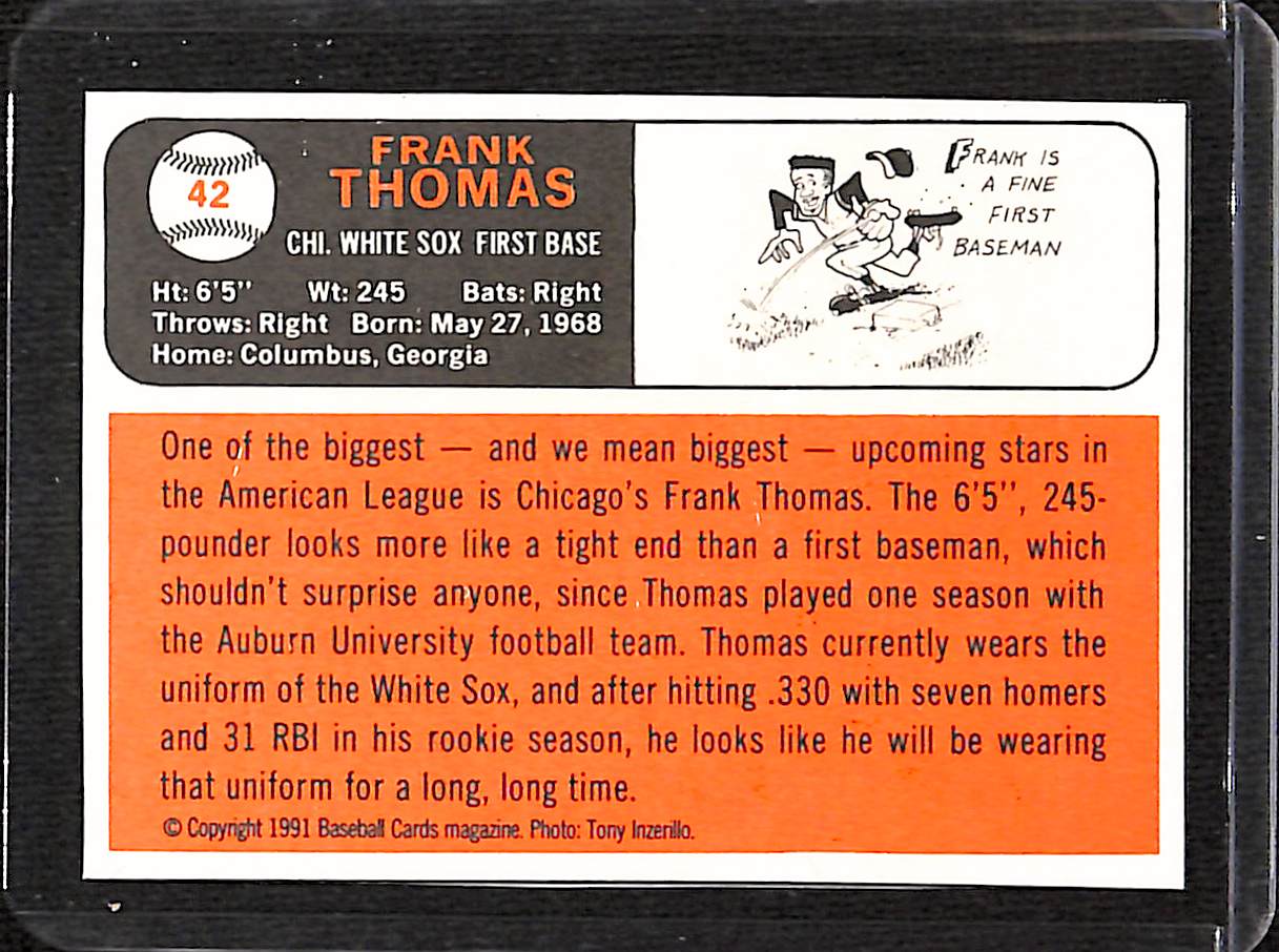 FIINR Baseball Card 1991 Baseball Card Magazine Frank Thomas Baseball Card #42 - Mint Condition