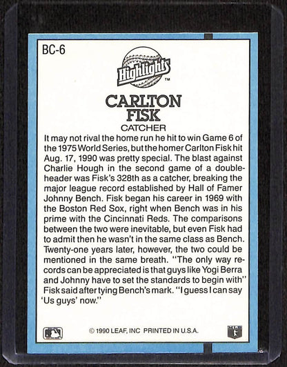 FIINR Baseball Card 1991 Donruss Carlton Fisk Baseball Error Card #BC-6 - Error Card - Mint Condition