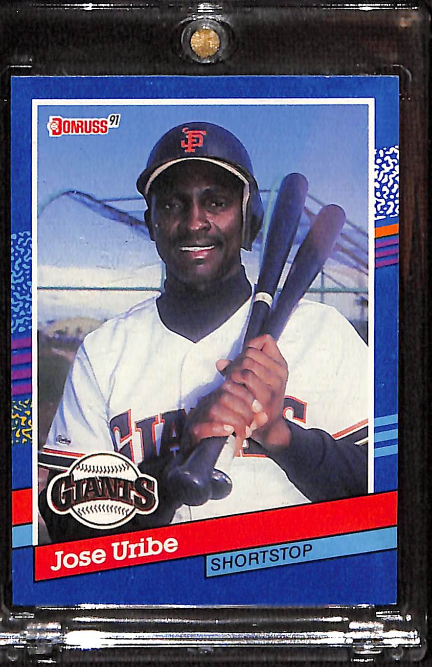 FIINR Baseball Card 1991 Donruss Jose Uribe Baseball Error Card #375 - Triple Error Card - Mint Condition