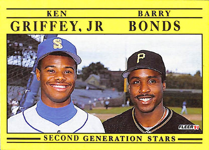 FIINR Baseball Card 1991 Fleer Barry Bonds and Ken Griffey Jr. Baseball Card #710 - Mint Condition