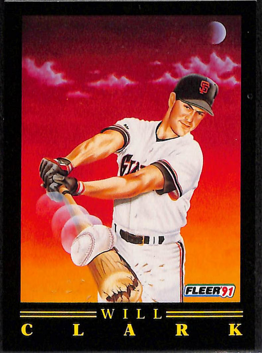 FIINR Baseball Card 1991 Fleer Making Contact Will Clark MLB Baseball Player Card #2 - Mint Condition